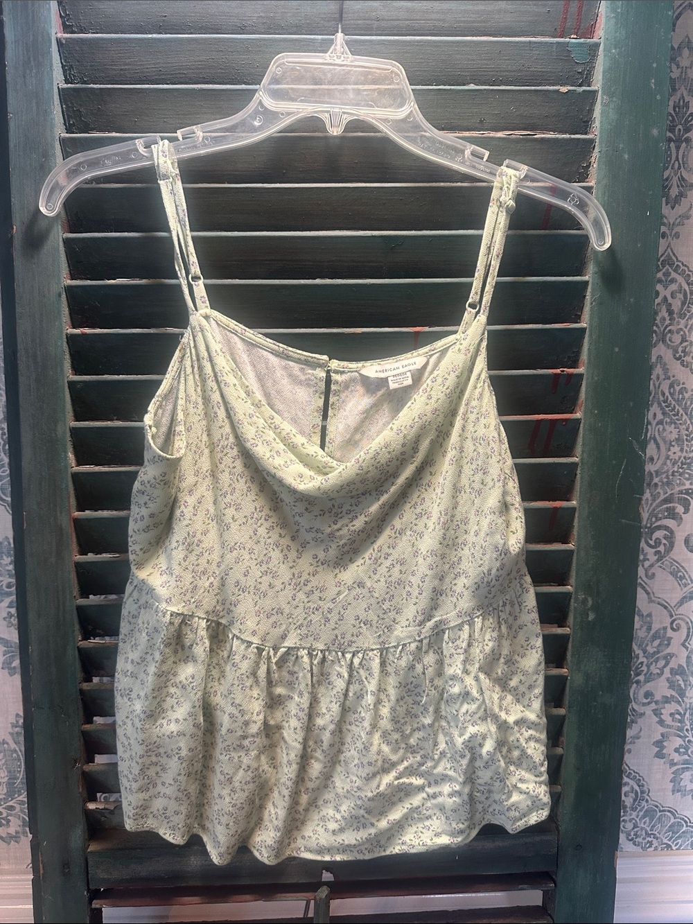 Floral Cami Top - Light Sage flowers